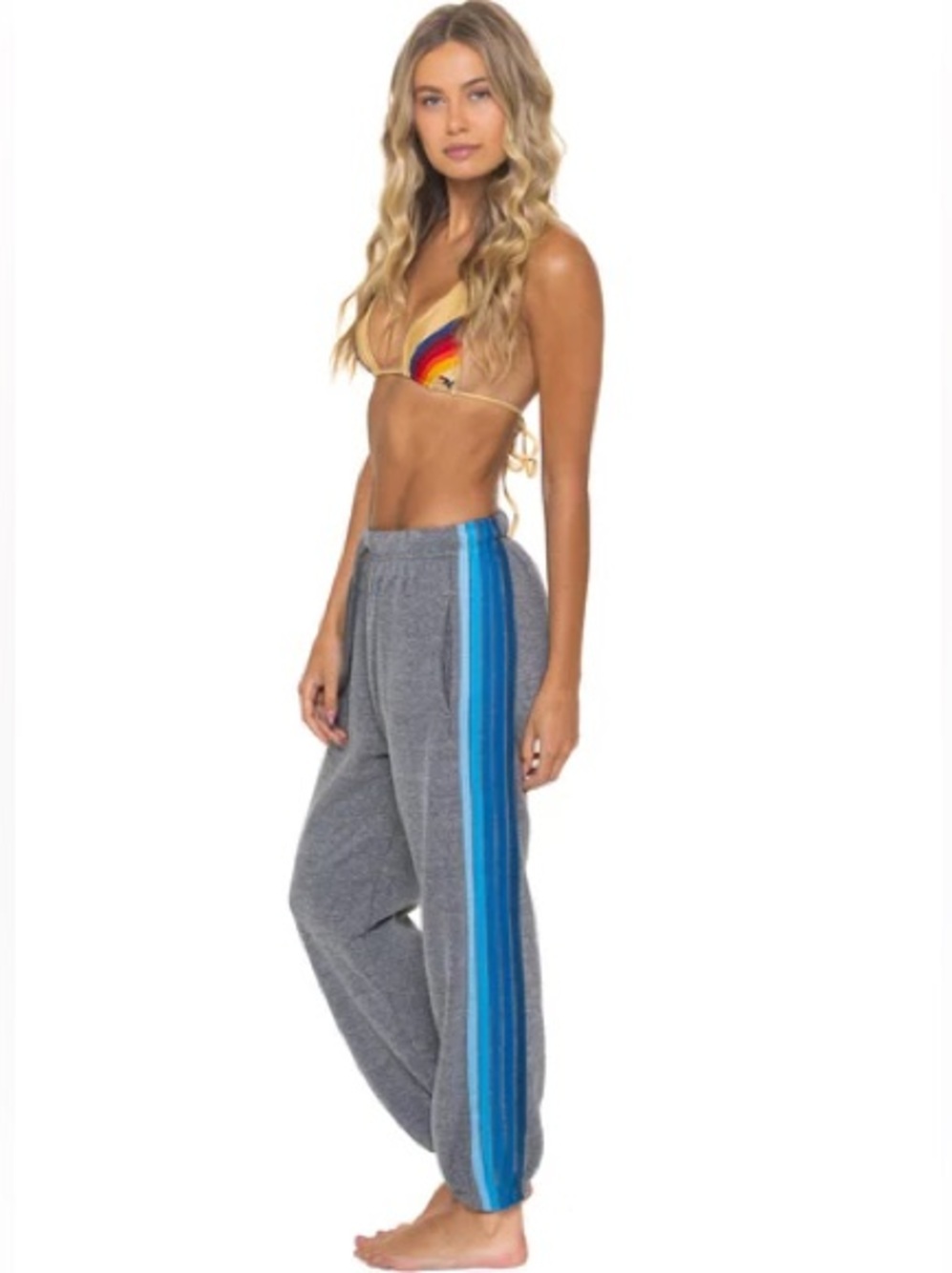 Aviator Nation 5 Stripe Sweatpants Gray Blue – Women’s XS